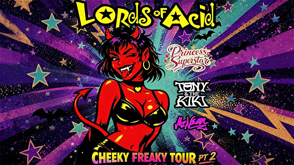 Lords of Acid Cheeky Freaky Tour 2026 official poster - 15 US tour dates in October 2026